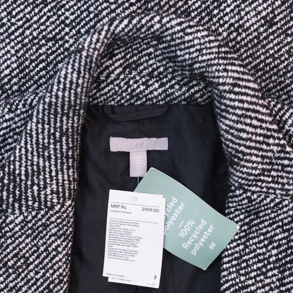 H&M Black White Tweed Blazer