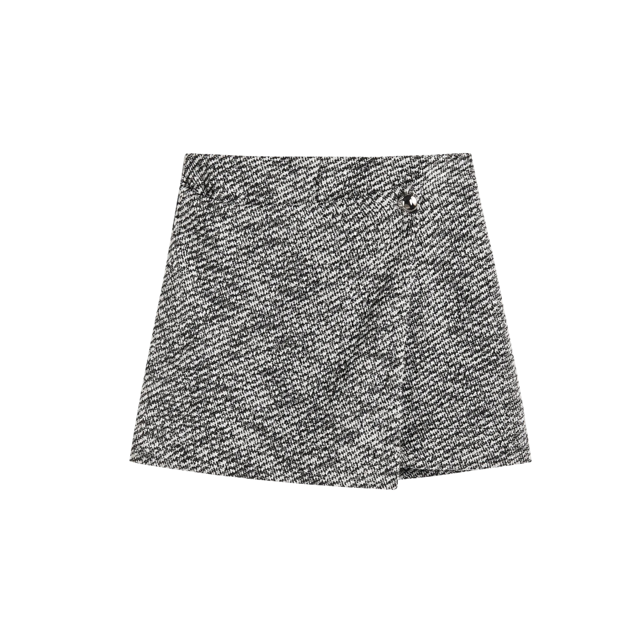 H&M Black White Herringbone Tweed Skort