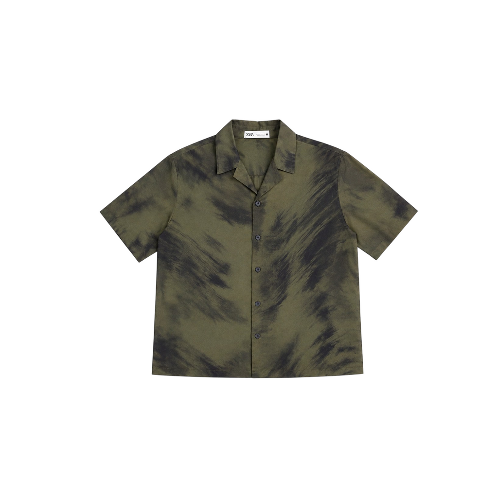 Zara Olive Abstract Print Shirt