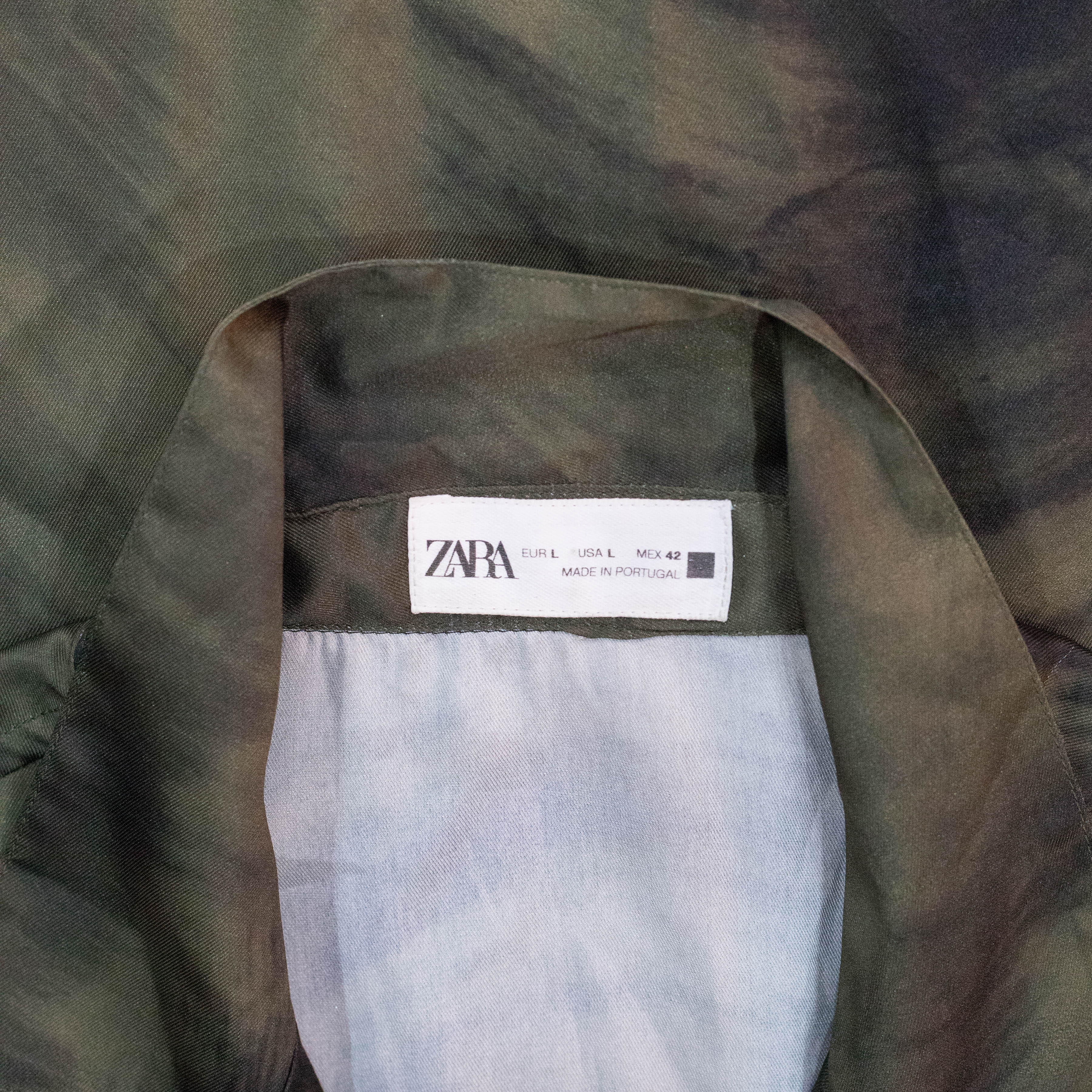 Zara Olive Abstract Print Shirt