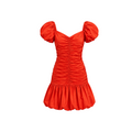 H&M Red Ruched Bubble Hem Mini Dress