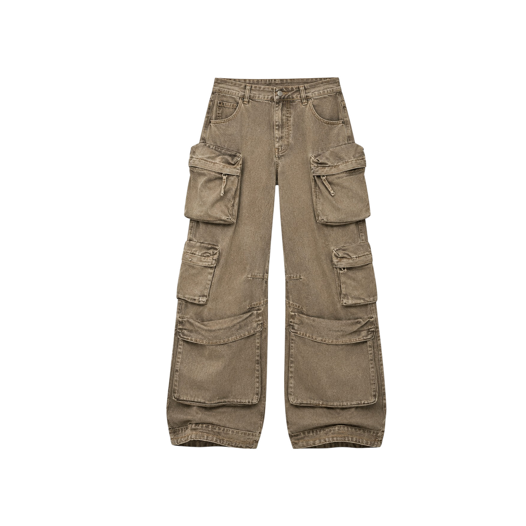 Zara Taupe Multi-Pocket Cargo Jeans
