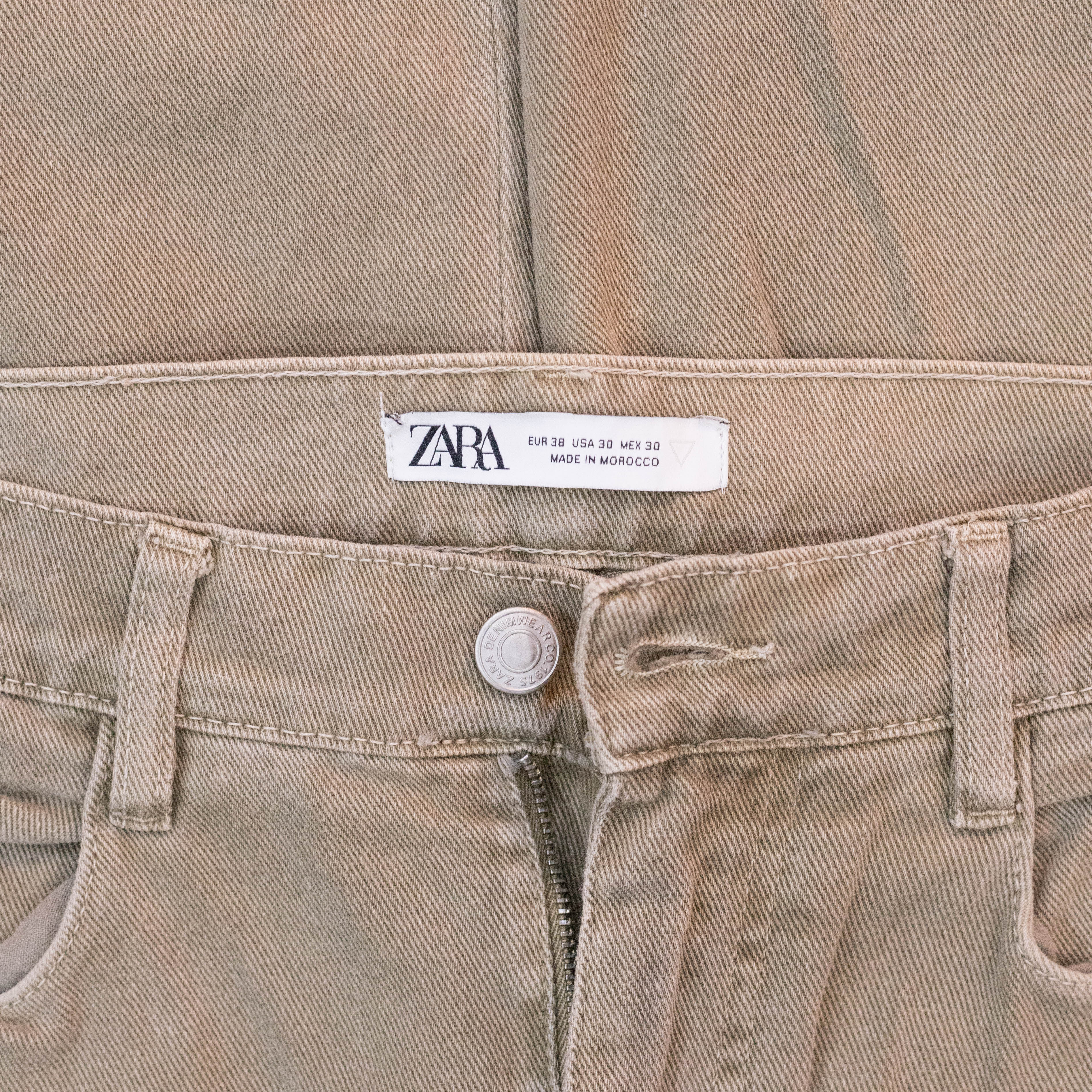 Zara Taupe Multi-Pocket Cargo Jeans
