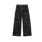 Zara Grey-Black Multi-Pocket Cargo Jeans