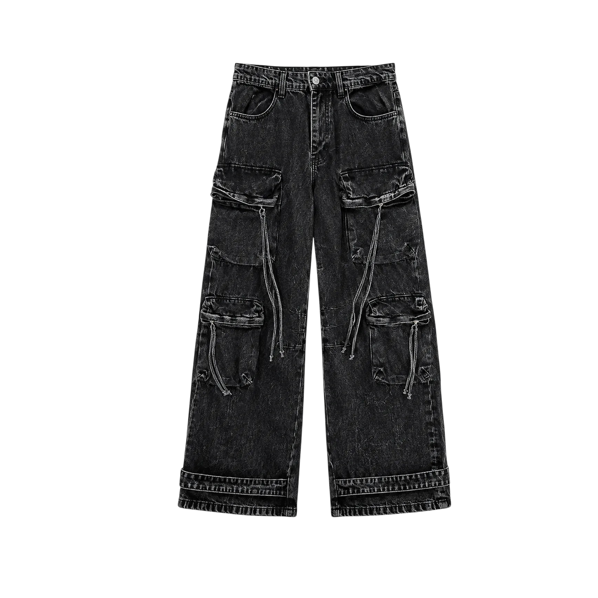 Zara Grey-Black Multi-Pocket Cargo Jeans