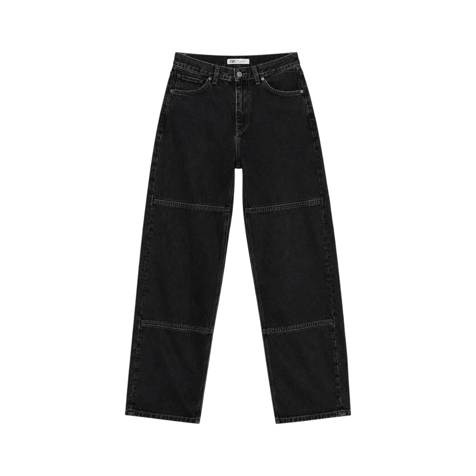 Zara Black Panel Straight Leg Jeans