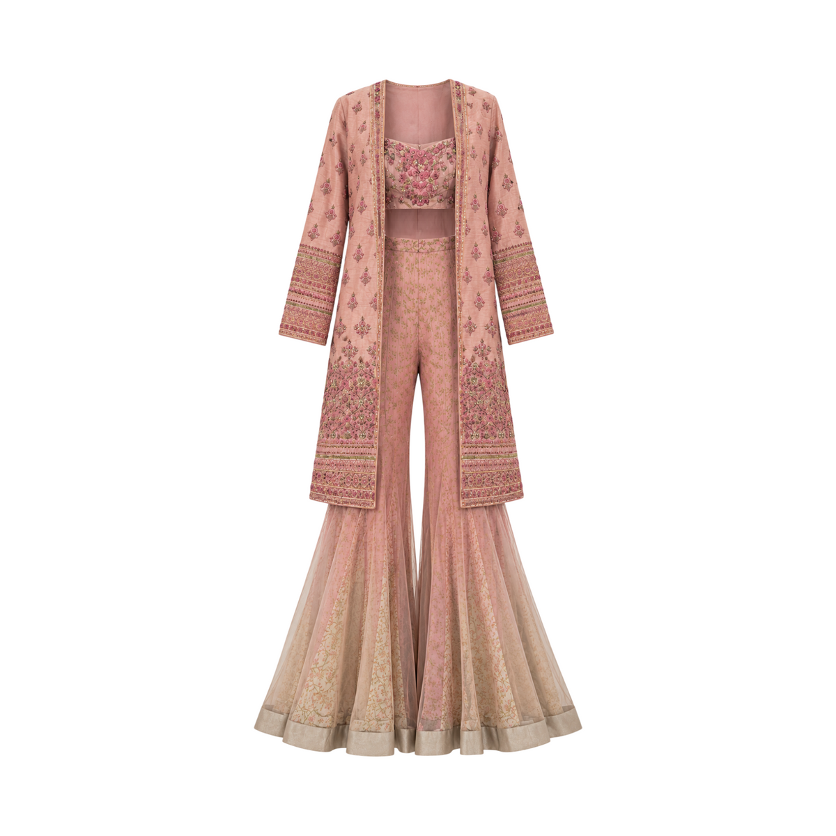 Anju Modi Embroided Sharara Cape Set with Kurti