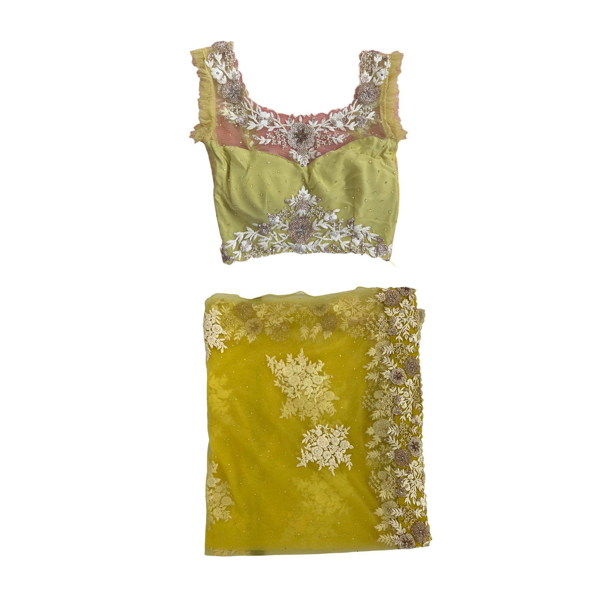 Yellow Floral Saree with Blouse