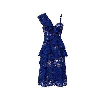 Alice + Olivia Florrie Ruffle Lace Midi Dress