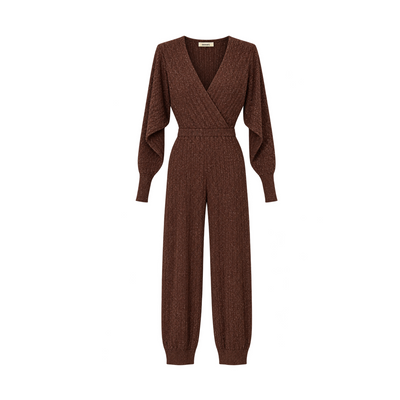Circus Hotel Mocha Metallic Knit Jumpsuit