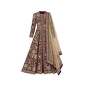 Black Anarkali Jacket in Antique Gold Floral Detailing with Dupatta