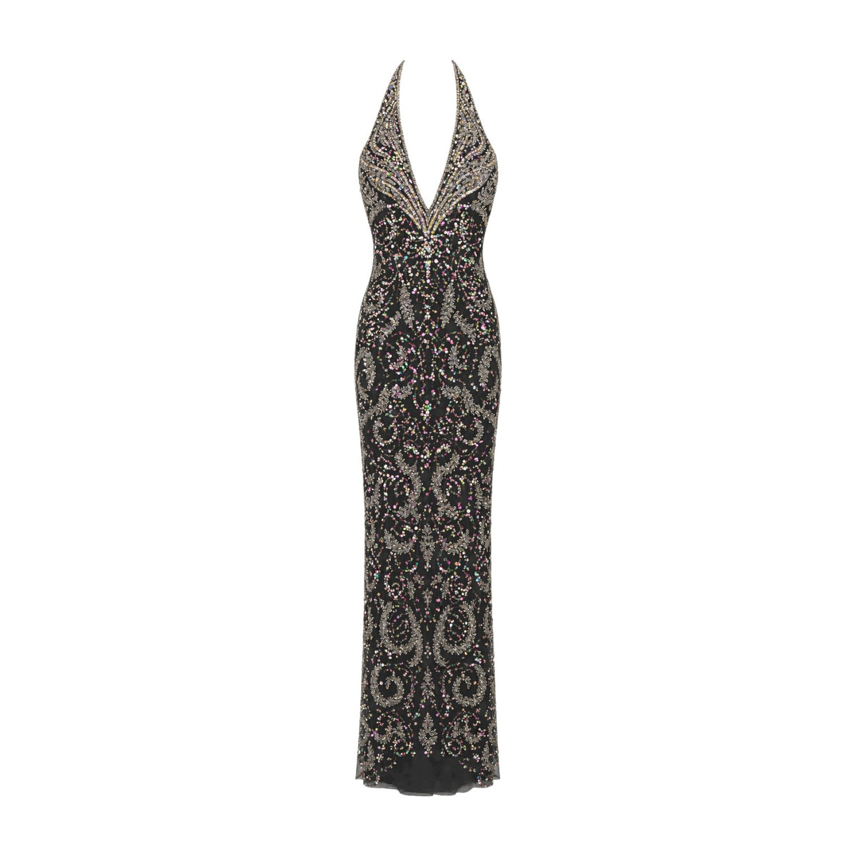 Page 3 Halter Neck Embellished Black Gown