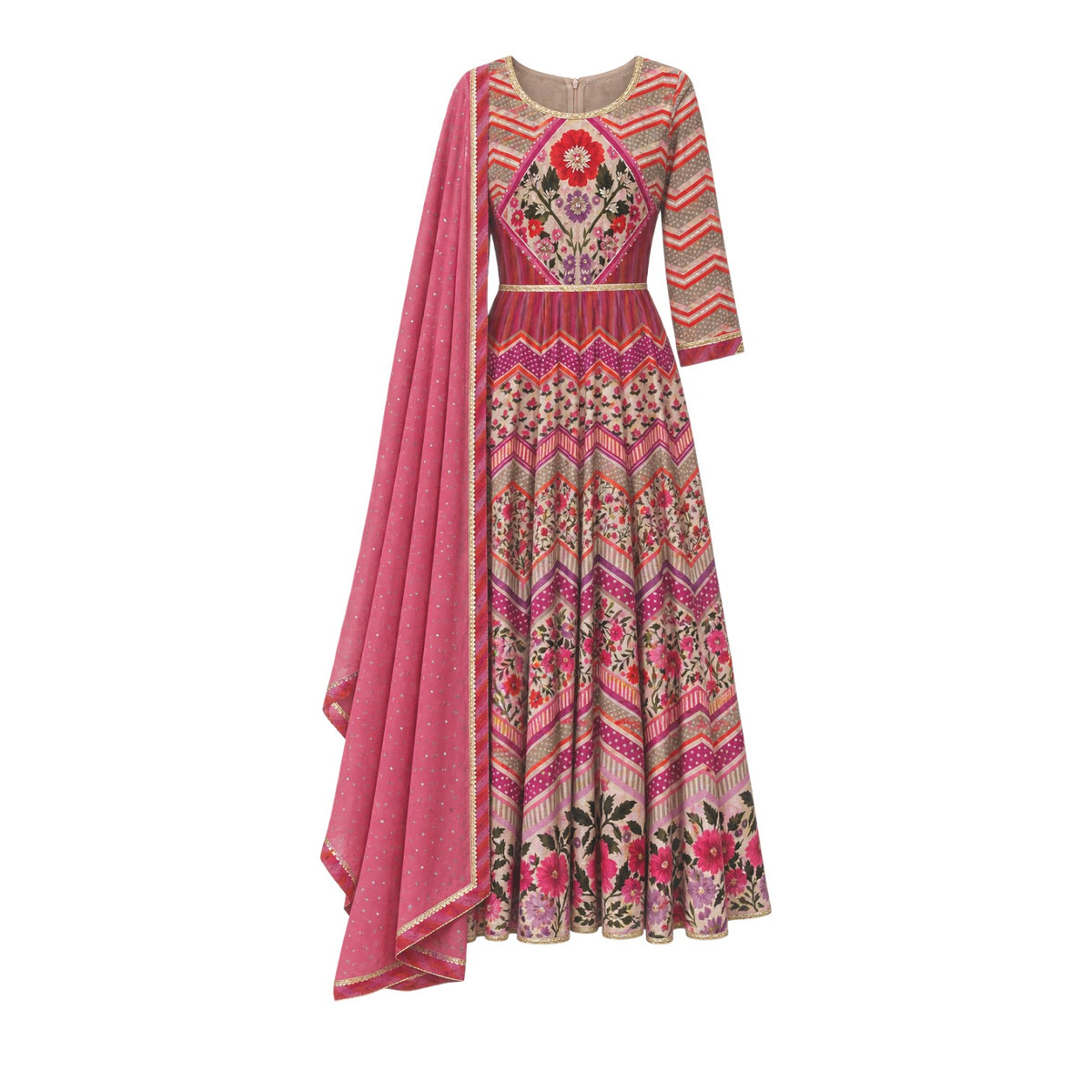 Wishful x Sahil Kochhar Fit & Flare Maxi Dress With Dupatta