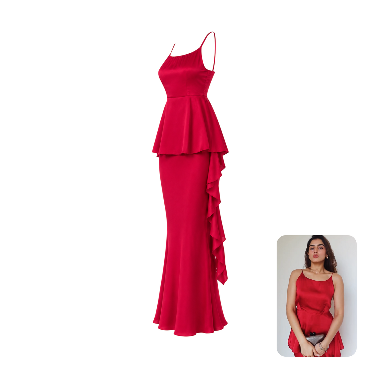 Contemponari Red Juliet Satin Skirt Co-ord Set