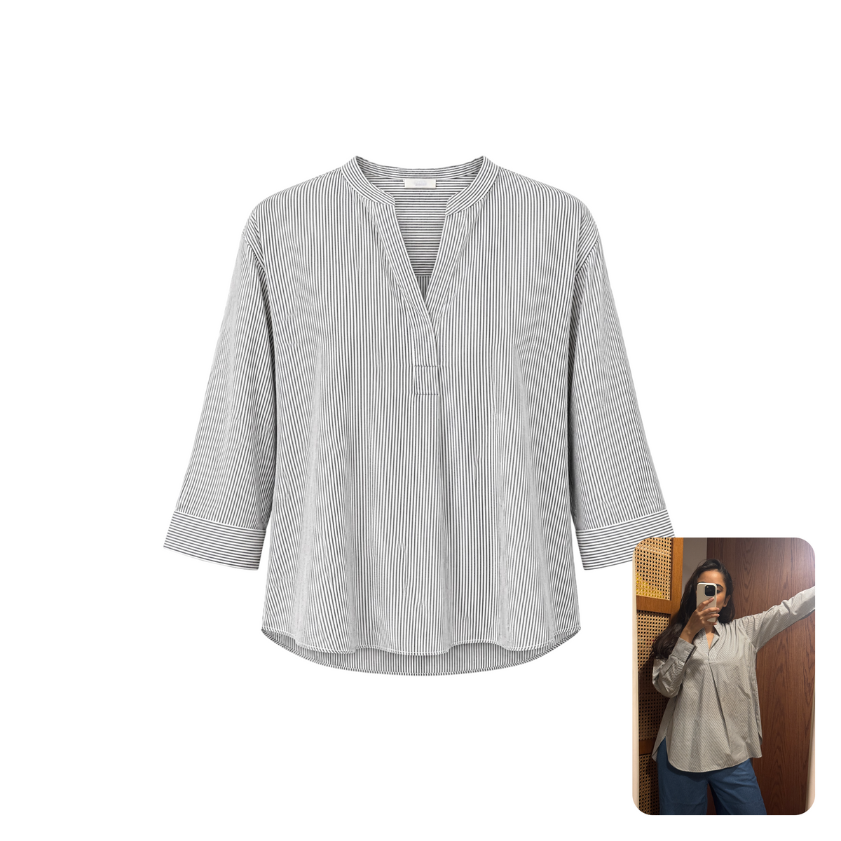 Uniqlo Striped Collar Tunic Blouse