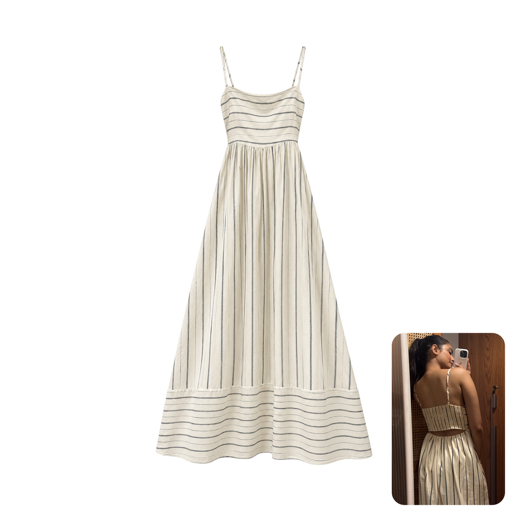 Newme Strappy Fit Flare Back Cutout Maxi Dress