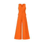 Noble Orange Vest and Wide Leg Pants Co-ord Set