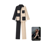 THR3LETTER Color Block Jacket and Pants Co-ord Set