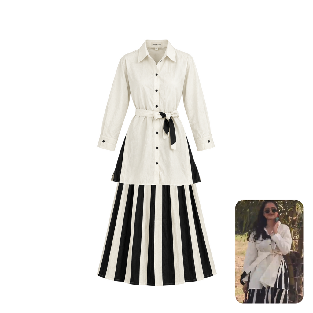 Corpora Studio Organic Cotton Pleated Skirt Co-ord Set