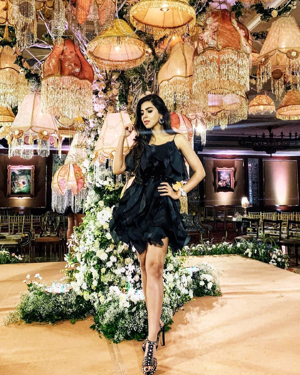Shriya Som Black Ruffles Dress