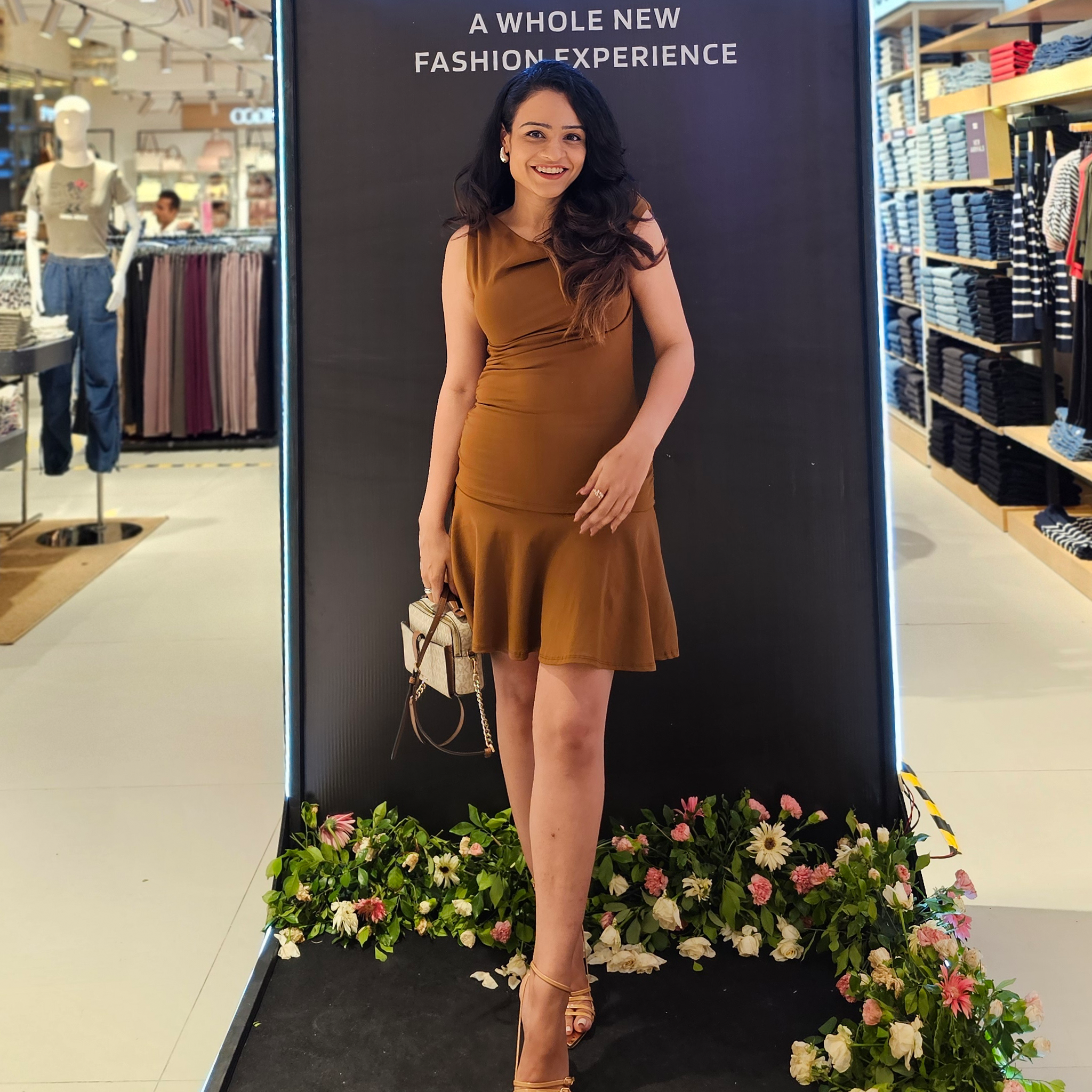 zara brown one shoulder dress One-shoulder midi dress - Dark brown