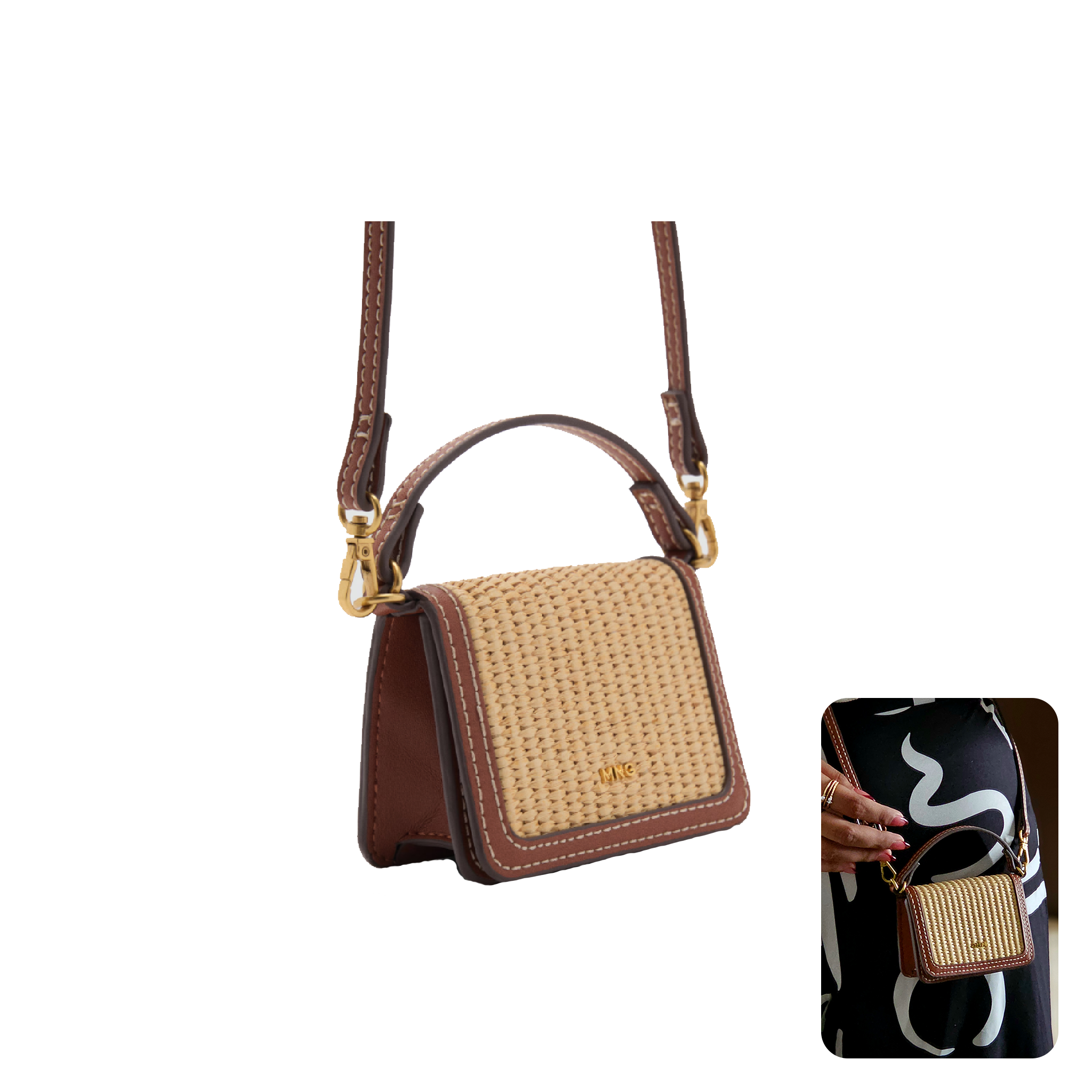 Mango Raffia Woven Micro Bag