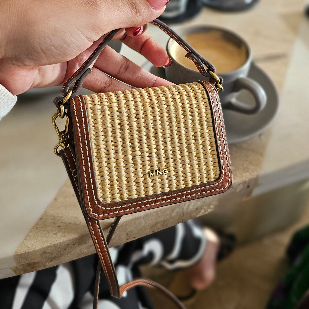 Mango Raffia Woven Micro Bag