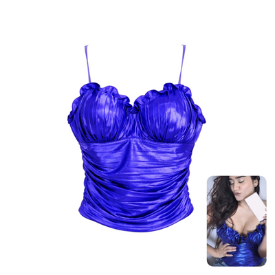 Attic Salt Electric Blue Gathered Top