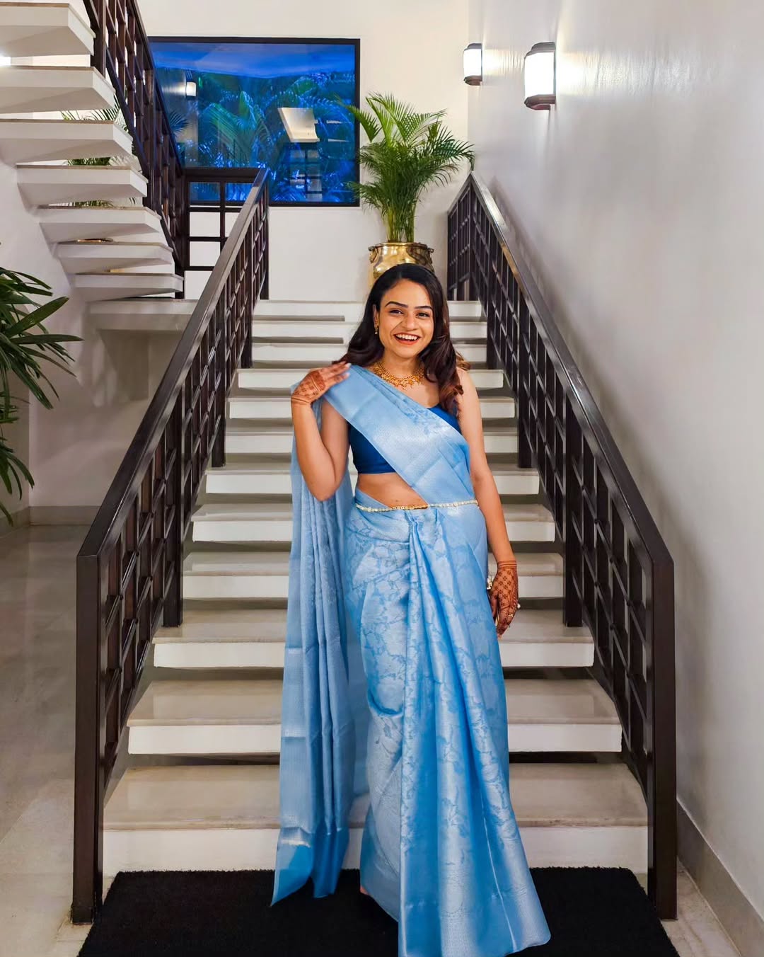 Kanjeevaram Blue Silk Saree