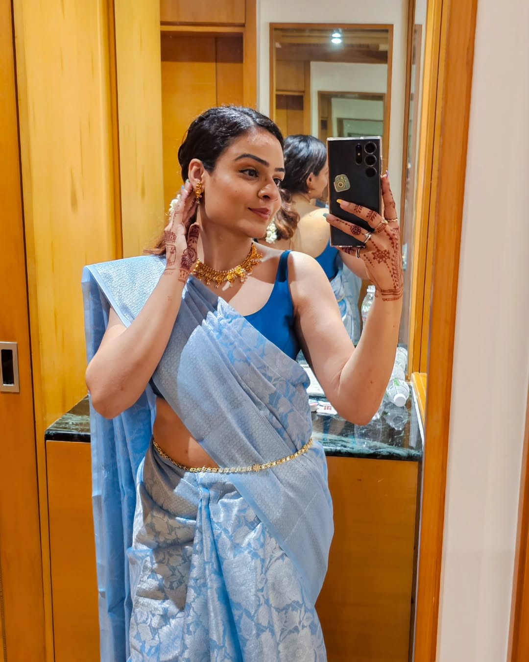 Kanjeevaram Blue Silk Saree