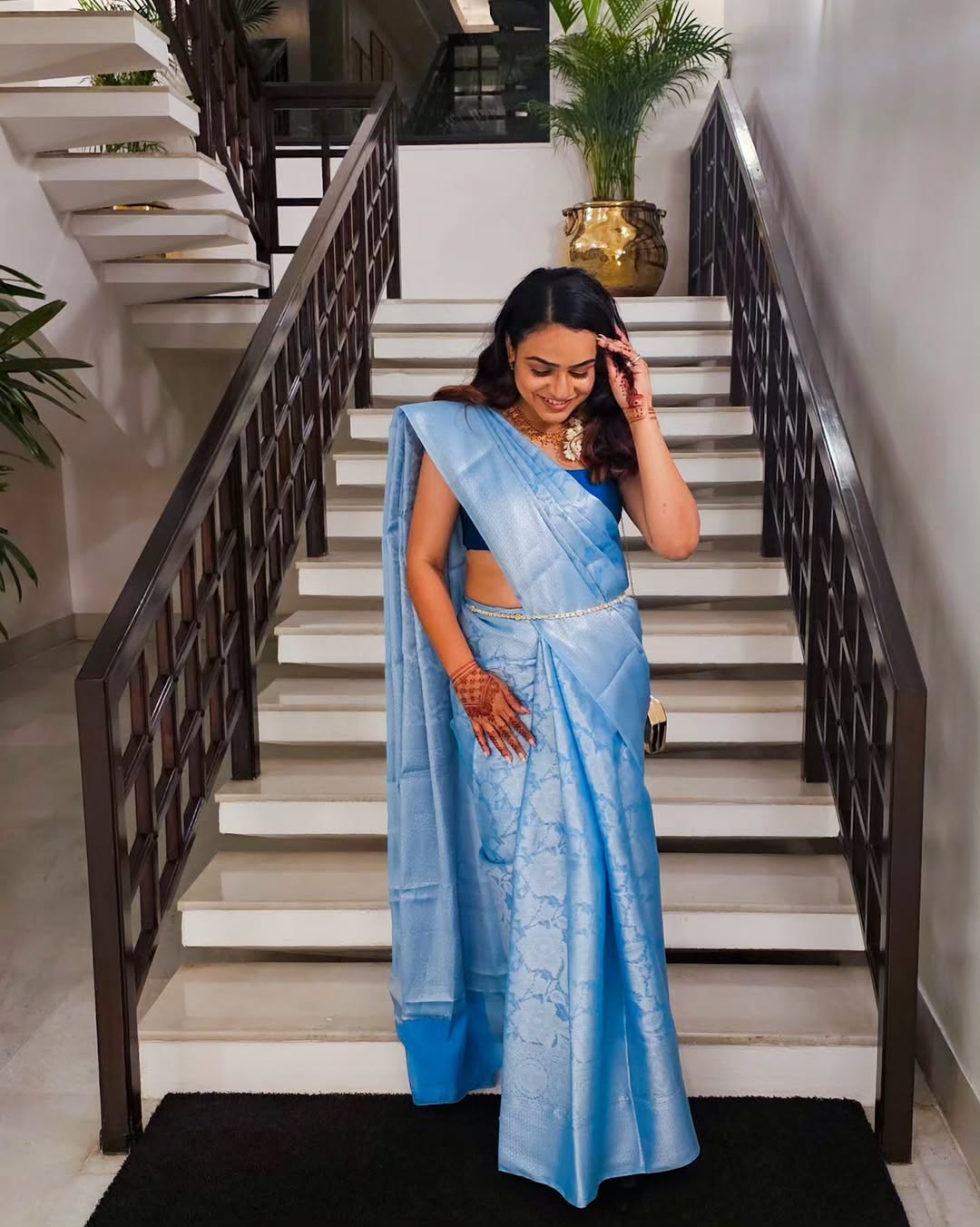 Kanjeevaram Blue Silk Saree