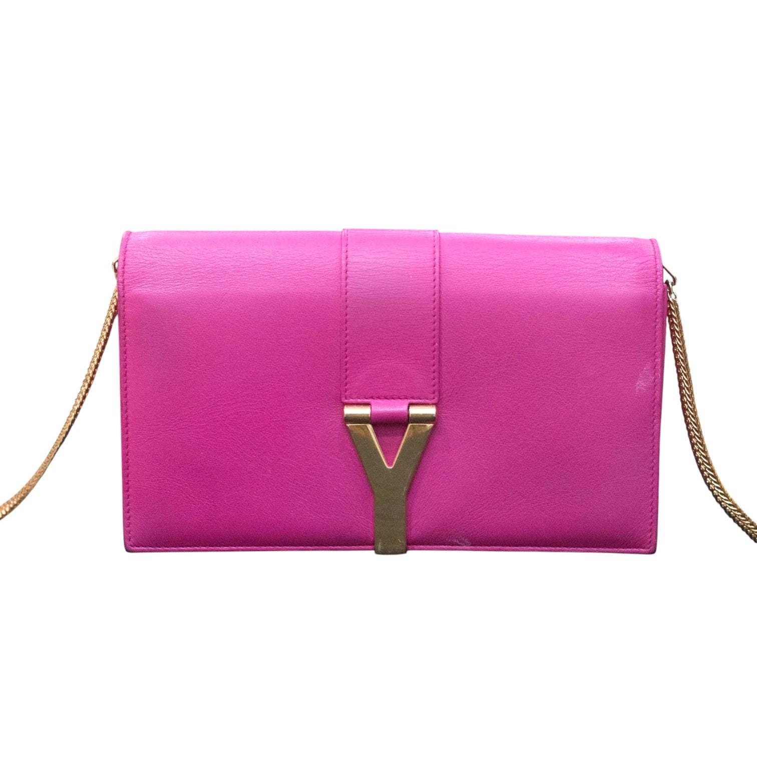 Yves Saint Laurent Chyc Clutch Fuchsia Pink Y Ligne Bag YSL