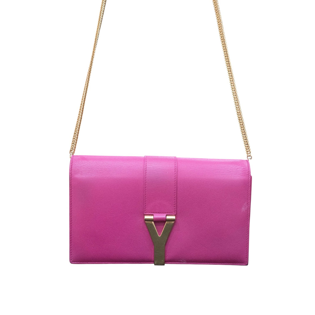 Yves Saint Laurent Chyc Clutch Fuchsia Pink Y Ligne Bag YSL