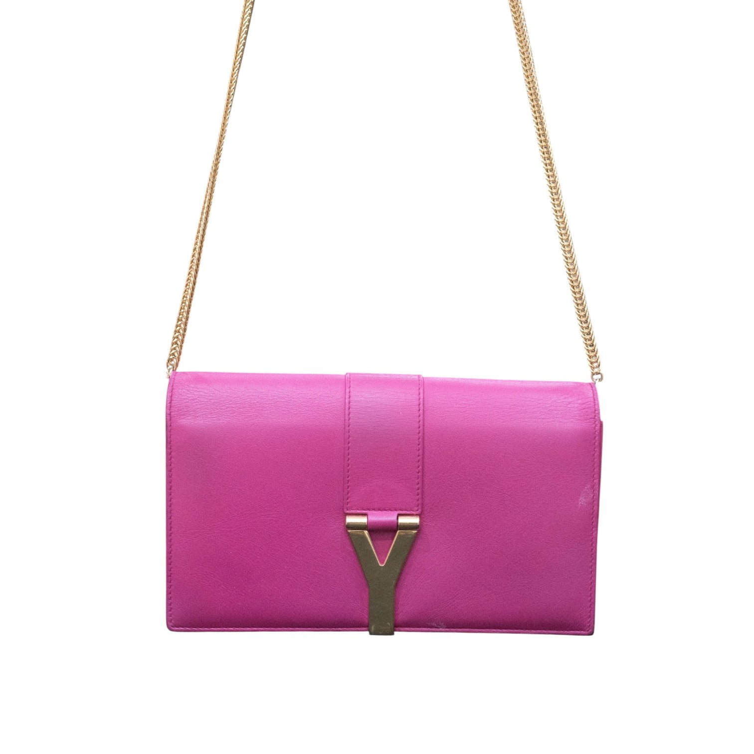 Yves Saint Laurent Chyc Clutch Fuchsia Pink Y Ligne Bag YSL
