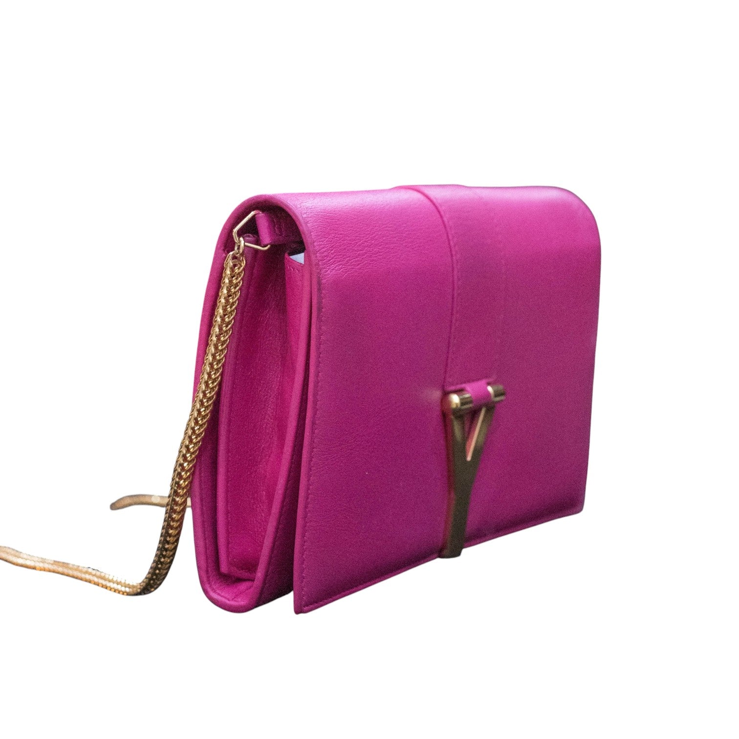 Yves Saint Laurent Chyc Clutch Fuchsia Pink Y Ligne Bag YSL