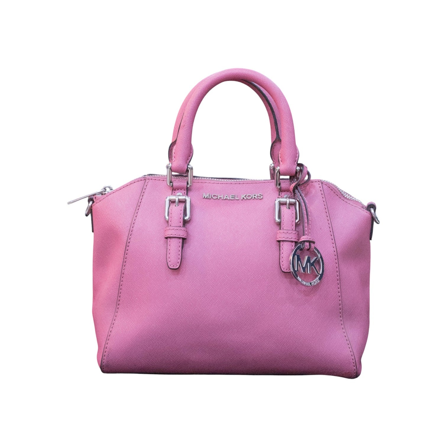 Michael Kors Ciara Medium Saffiano Leather Satchel Bag in Blush Pink
