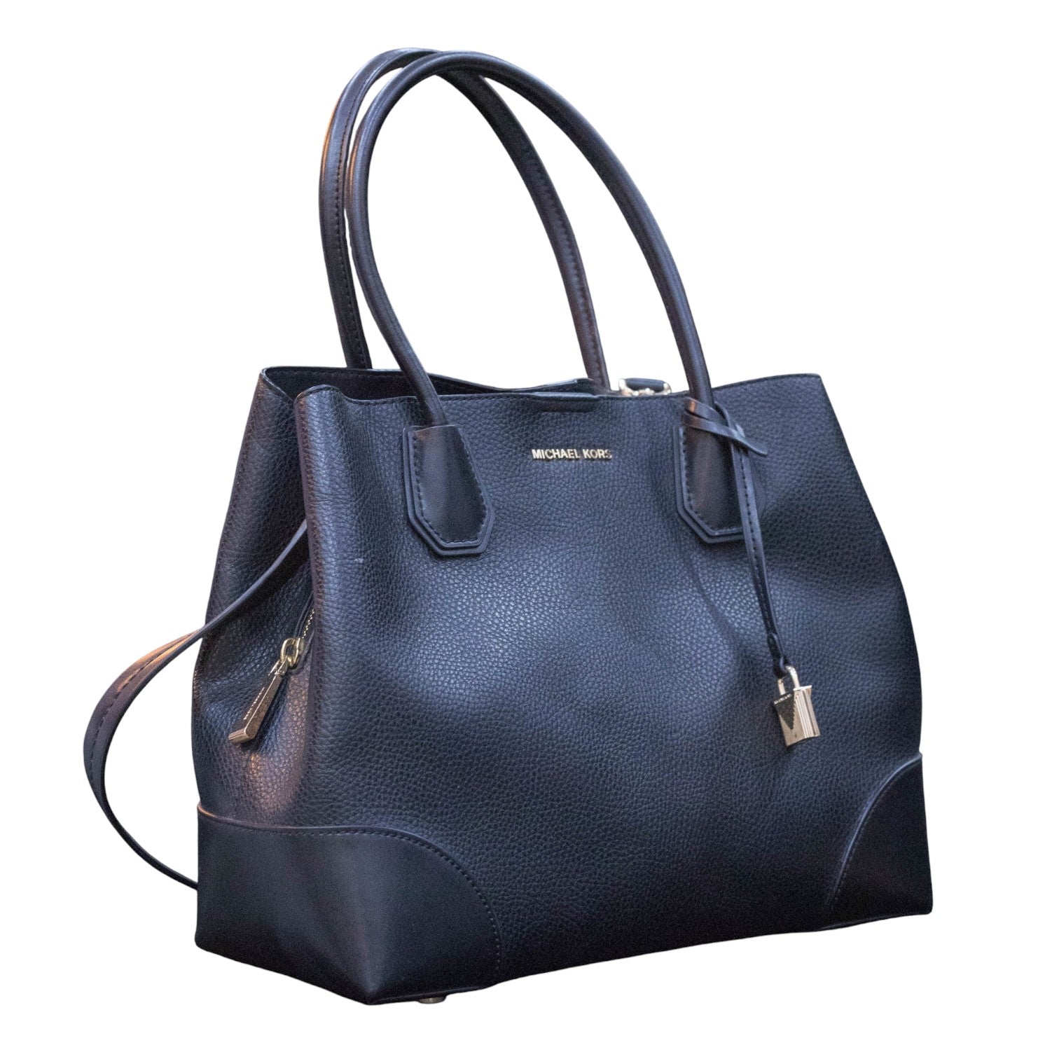 Michael Kors Mercer Large Tote Black Pebbled Leather Bag