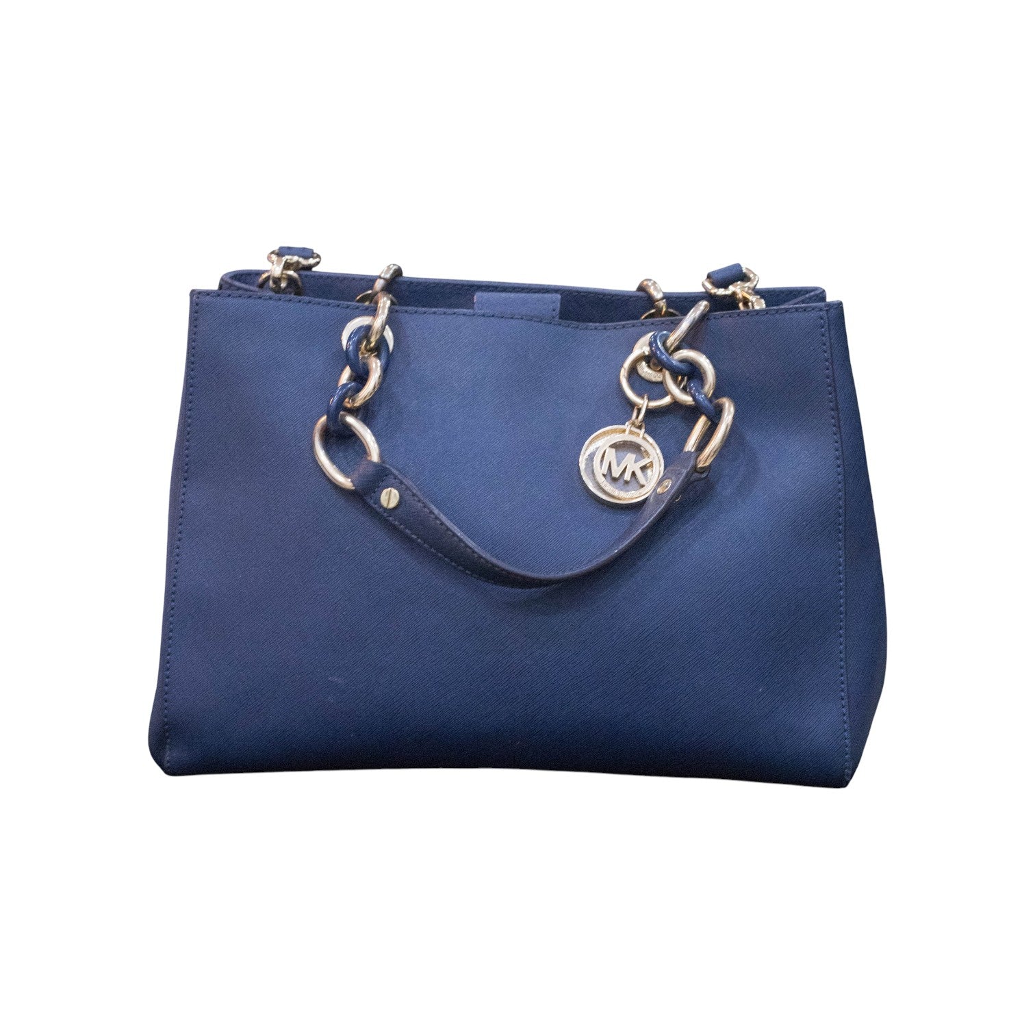 Michael Kors Cynthia Medium Satchel in Navy Blue Leather