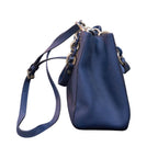 Michael Kors Cynthia Medium Satchel in Navy Blue Leather
