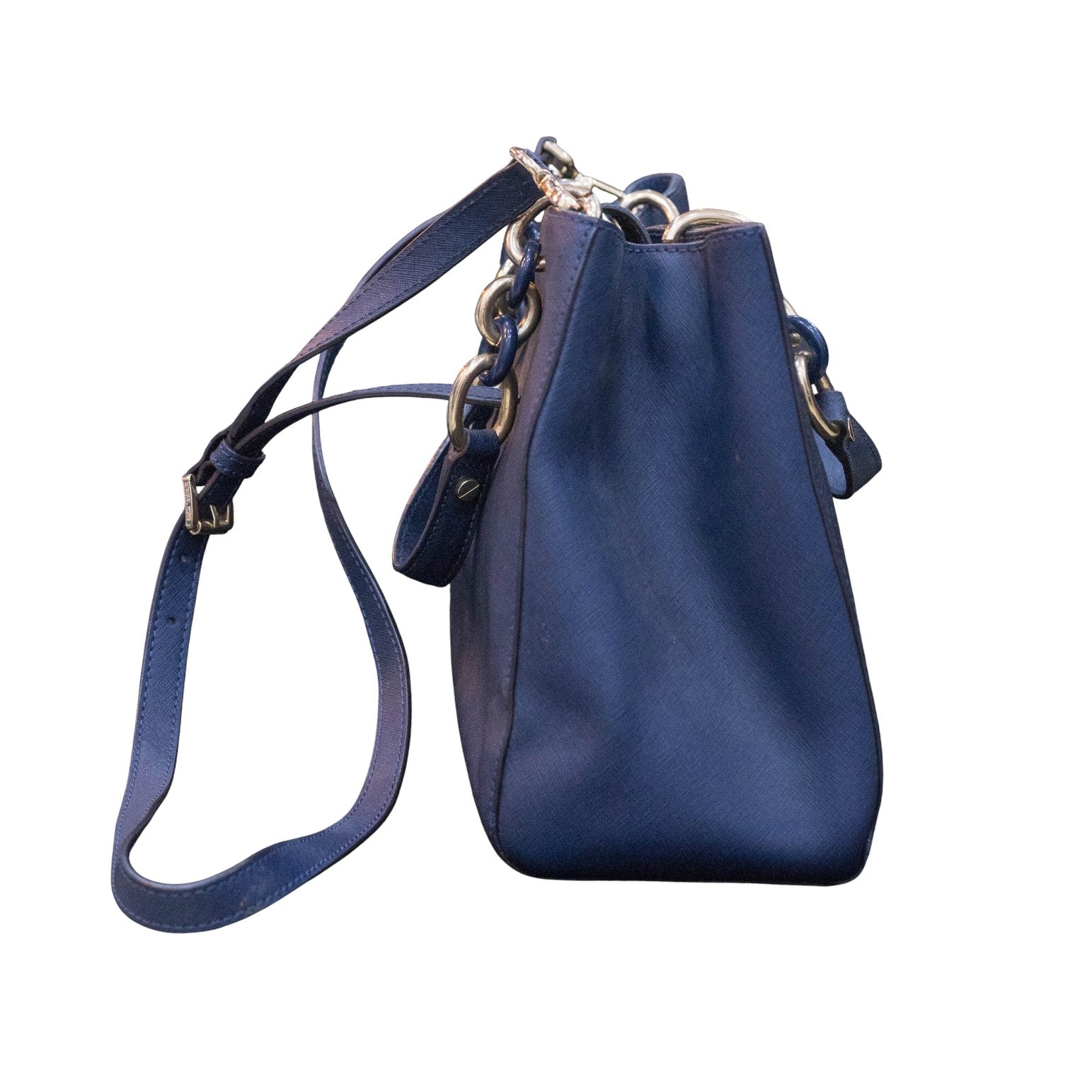 Michael Kors Cynthia Medium Satchel in Navy Blue Leather
