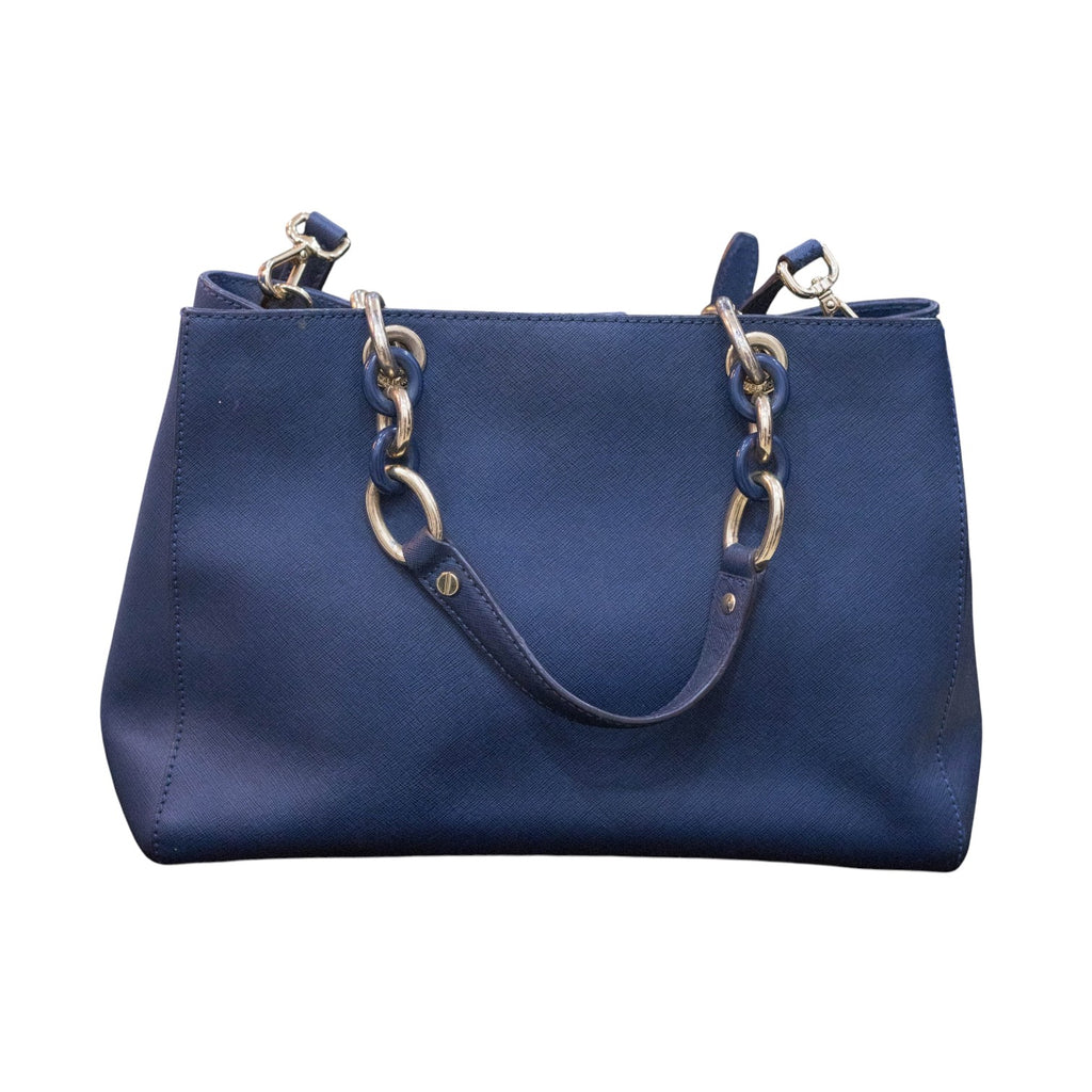 Michael Kors Cynthia Medium Satchel in Navy Blue Leather
