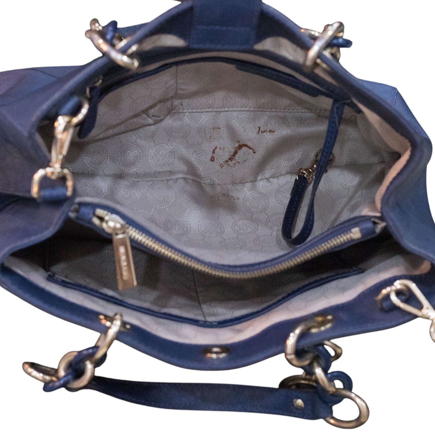 Michael Kors Cynthia Medium Satchel in Navy Blue Leather