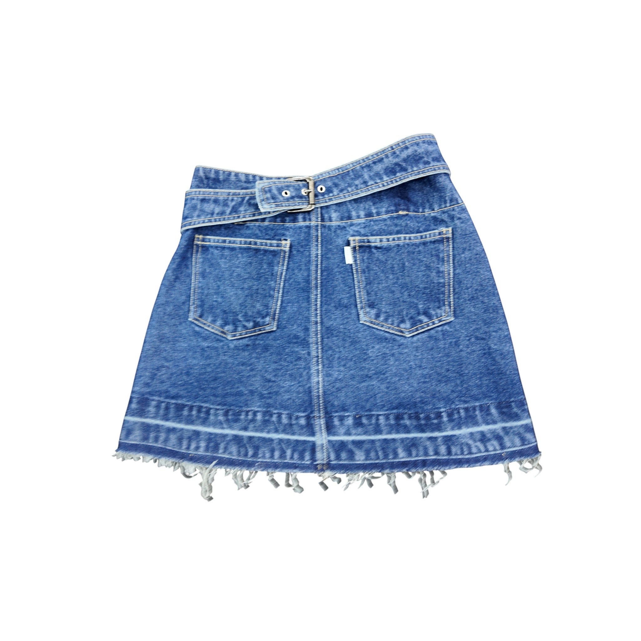 Freakins Denim Buckle Wrap Mini Skirt
