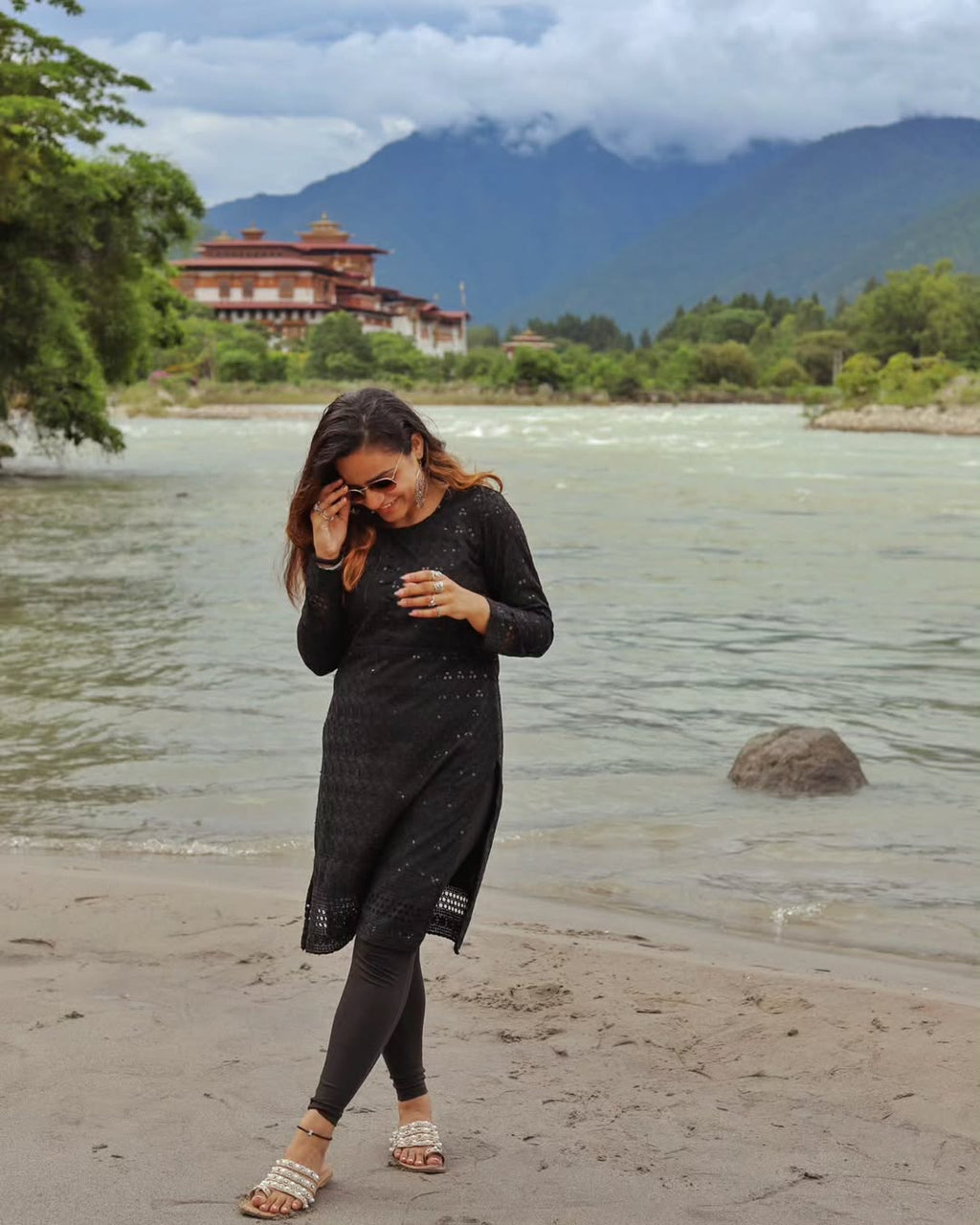 Black Chikankari Mirror Kurti