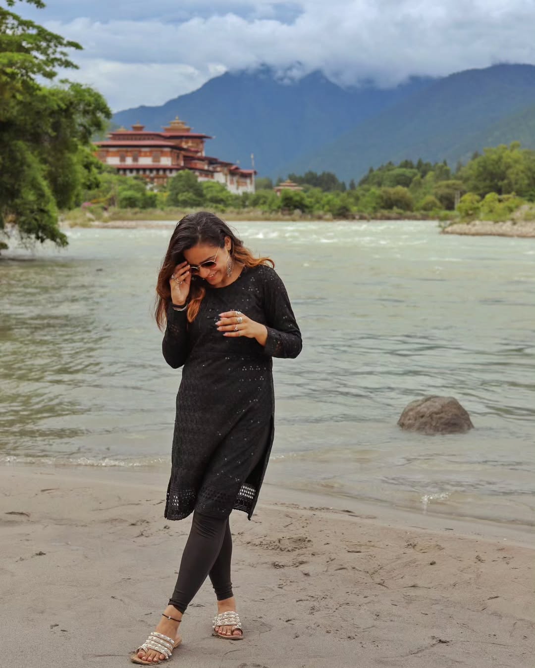 Black Chikankari Mirror Kurti