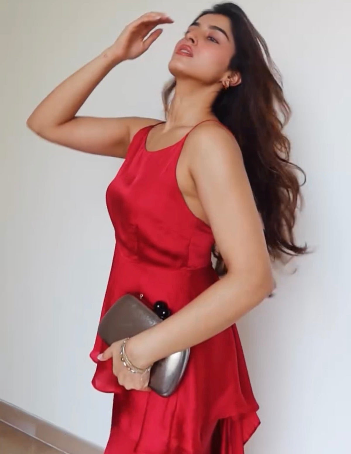 Contemponari Red Juliet Satin Skirt Co-ord Set