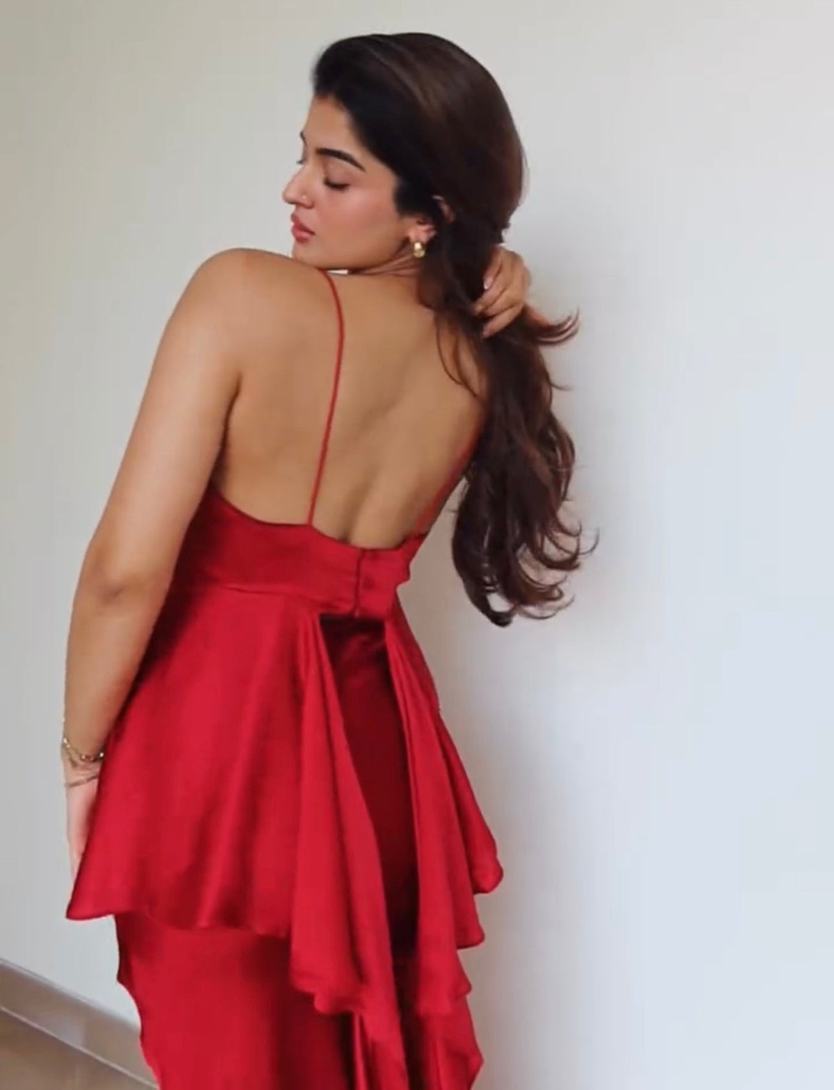 Contemponari Red Juliet Satin Skirt Co-ord Set