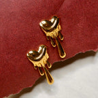Pack of 2 Gold Bow & Heart Drip Earrings