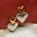 Gold Silver Hearts Earrings