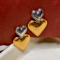 Inverse Gold Silver Hearts Earrings
